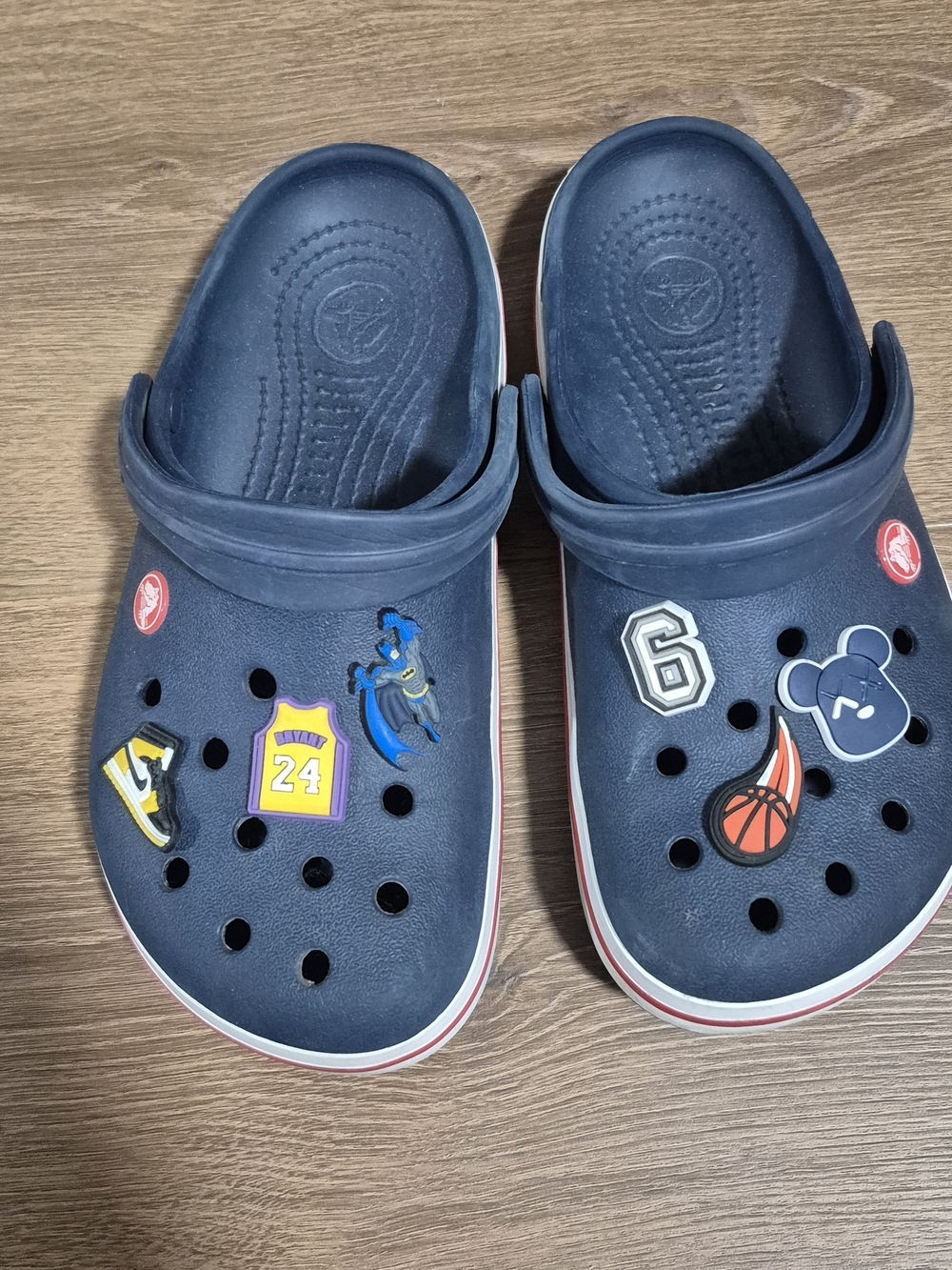 CROCS Kids Navy Blue Clog Sandals with Decorative Jibbitz